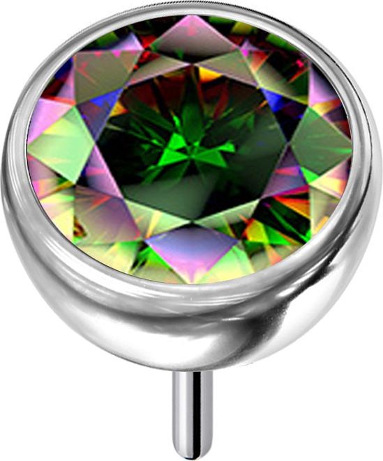 Actual product image Star Piercing Threadless hemisphere silver with crystal dark multicolour (Surgical steel 316L)