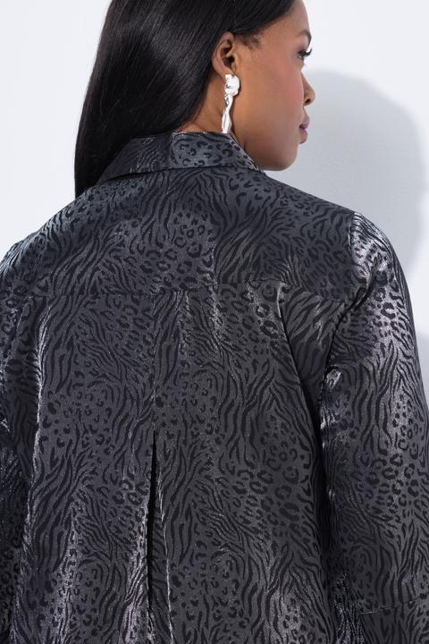 Produktbild Ulla Popken Midikleid, Jacquard-Leomuster, Hemdkragen, 3/4-Arm (56)