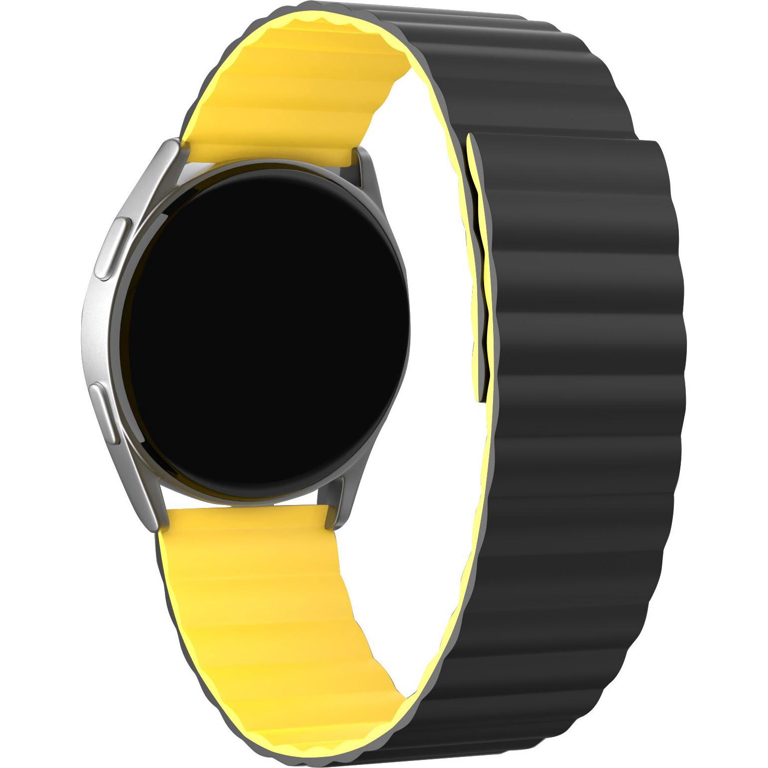 Thumbnail - Strap-it Silikonarmband (20 mm, Silikon), Uhrenarmband, Schwarz, Gelb, Mehrfarbig