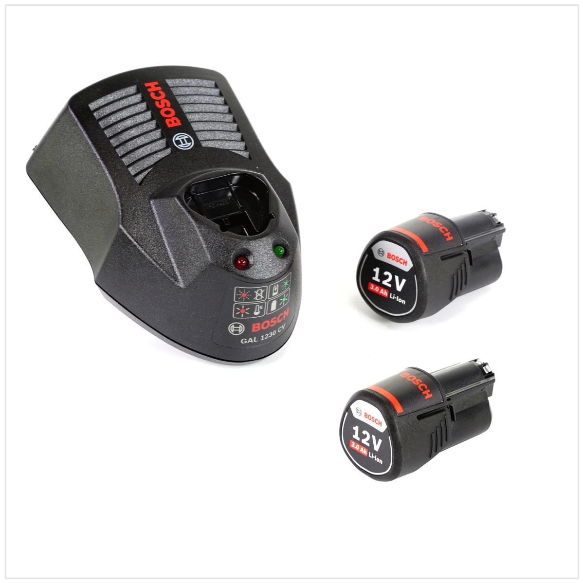 Bosch Professional, Arbeitsleuchte, GLI 12V-300 Akku Lampe + 2x GBA 12 V 3,0 Ah Akku + GAL 1230 Ladegerät (300 lm)