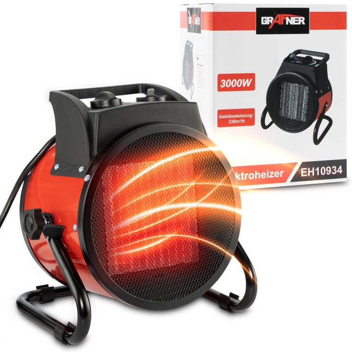 Produktbild Grafner Elektroheizer Heizlüfter Bauheizer 3000 Watt Heizstrahler EH10934 (3000 W)