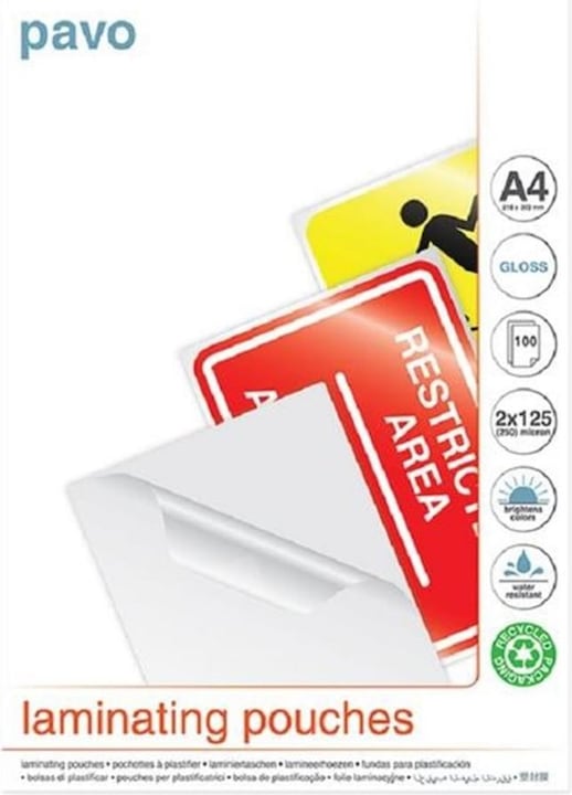 Actual product image pavo Laminating film A4, 125 µm, 100 pieces, glossy (A4, 100 Piece, 125 µm)