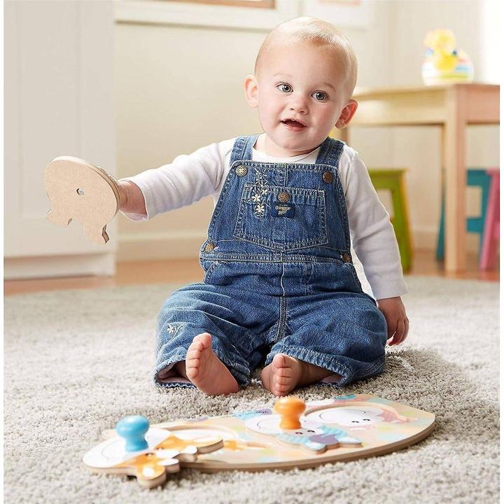 Image du produit Melissa & Doug First Play Puzzle Bois Boutons Ferme (Fr-De-En-Es) (3 pièces)