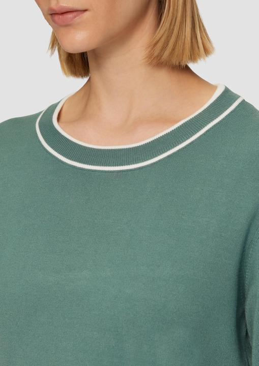 Actual product image s.Oliver Strickpullover Strickpullover mit verkürzten Ärmeln und Kontrast-Details (36)