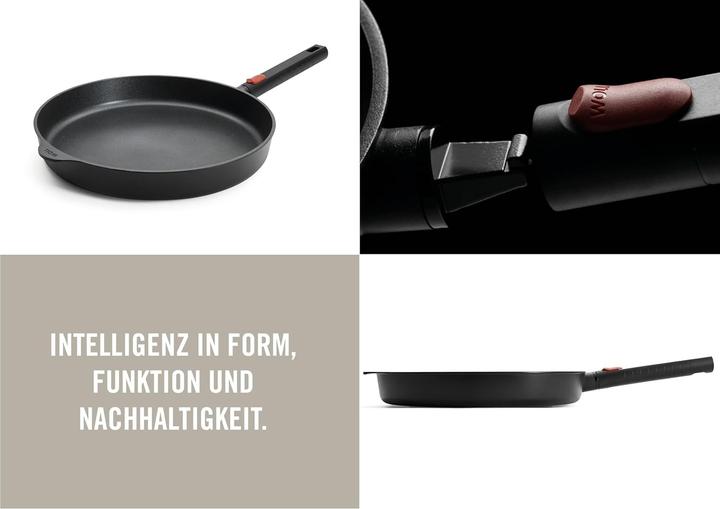 Immagine prodotto Woll Padella piatta antiaderente, senza PFAS, con manico rimovibile, adatta a tutti i fornelli e forno (Padella per friggere, Alluminio pressofuso, 32 x 5 cm)