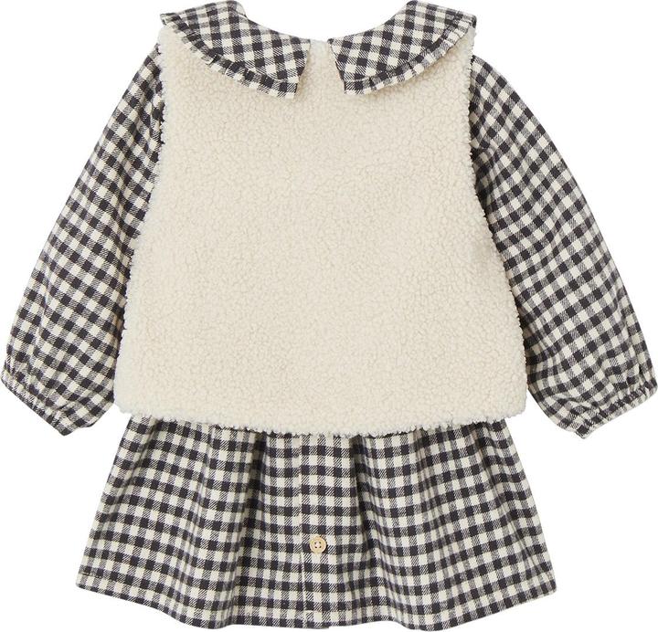 Actual product image Vertbaudet Mädchen Baby-Set: Kariertes Kleid, Weste & Haarband (92)