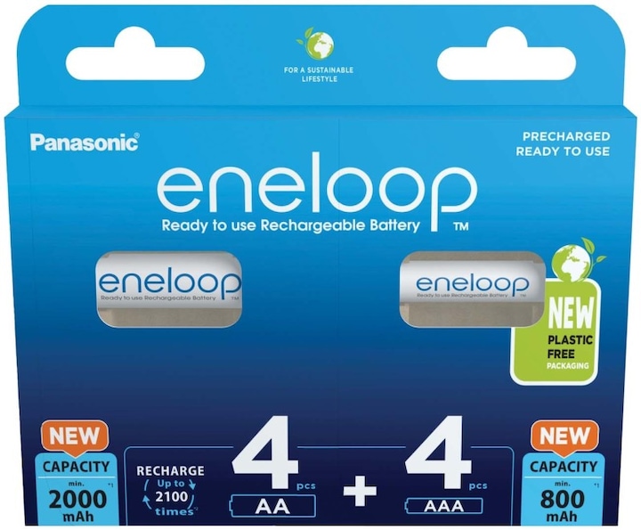 Productafbeelding Panasonic eneloop 4x AA + 4x AAA (8 Pcs., AA, AAA, 800.20 mAh)
