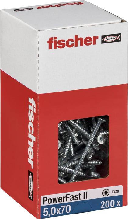 Produktbild Fischer PowerFast II 5,0x70 SK TX TG blvz 200 (200 Schrauben pro Stück)