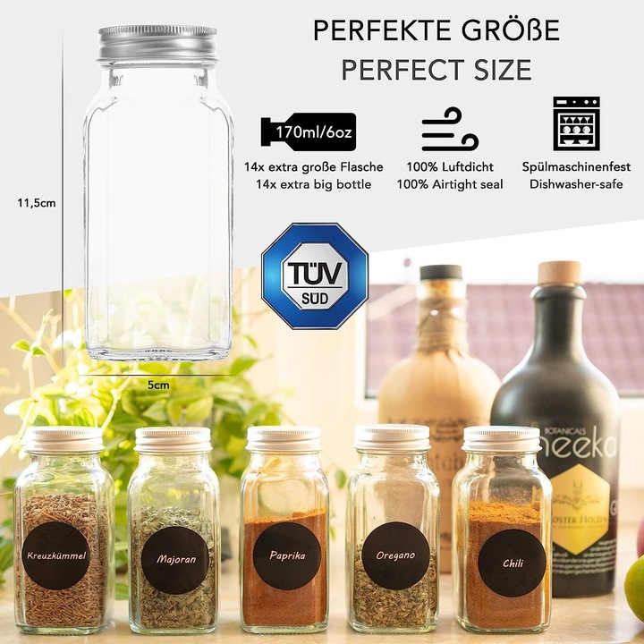 Produktbild Kamoro Home & Kitchen 14 Gewuerzglaeser Eckig