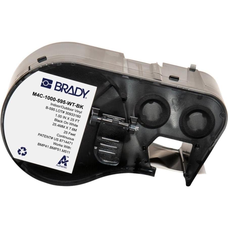 Thumbnail - Brady, Etiketten, M4C-1000-595-WT-BK, Vinyl, Schwarz auf weiss, 25.40 mm x 7.62 m, permanent, Endlos