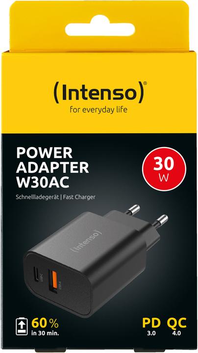 Produktbild Intenso Power Adapter W30AC, 30W, USB-A und USB-C Anschluss, für iPhone, iPad, Tablet, Samsung Galax (30 W)
