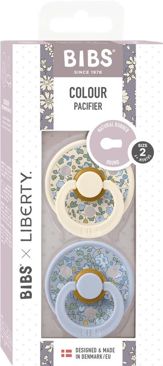 Bibs x Liberty Colour Latex Schnuller (rund), Eloise Dusty Blue (2 x, 6 - 12 Monate)