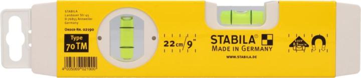 Actual product image Stabila Torpedo Spirit Level Type 70 TM Magnet System (23.50 cm)