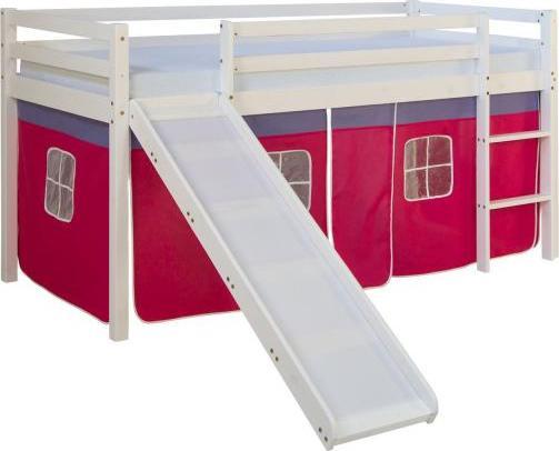 Actual product image Homestyle4u Loft bed with slide and curtain (90 x 200 cm)