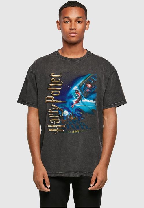 Produktbild Absolute Cult Harry Potter - Harry Smiles At Hogwarts Acid Washed Oversize Tee - 114687 (XXL)