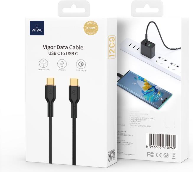 Image du produit Wiwu câble YQ02 USB-C - USB-C 100W 1,2m blanc (USB 3.2 Gen 1, 100 W)
