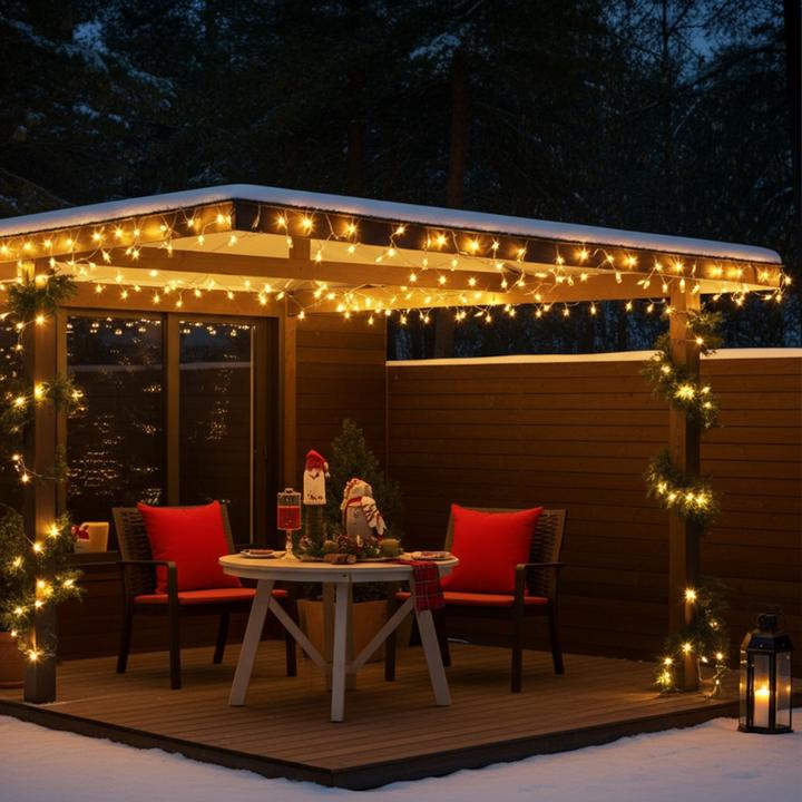 Produktbild Casativo 2er-Set LED Lichterkette ca. 14 m, 192 LEDs, warmweiss, batteriebetrieben, 7 Lichtmuster (14.80 m)