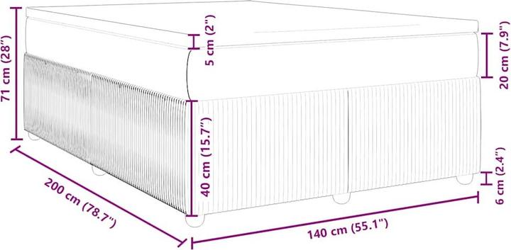 Image du produit vidaXL Bo x lit de saut avec matelas 140 x 200 cm velours (140 x 200)