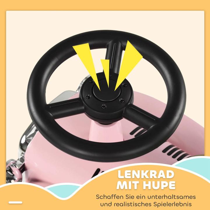 Actual product image Aiyaplay Kinder Rutschauto, Vintage-Design, versteckter Stauraum, Kippschutz, Hupe, 12-36 Monate in Rosa