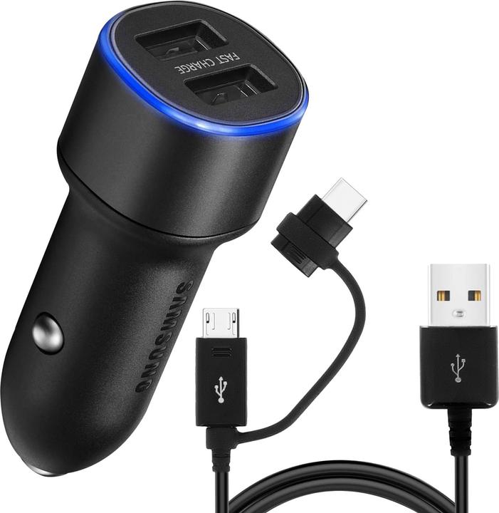 Actual product image Samsung Dual car quick charger 2x 15W incl. 2-in-1 data cable