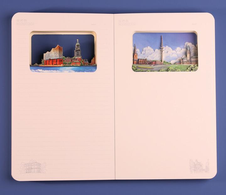 Image du produit Carnet 3D (110 x 180 mm, À rayures, Couverture rigide)