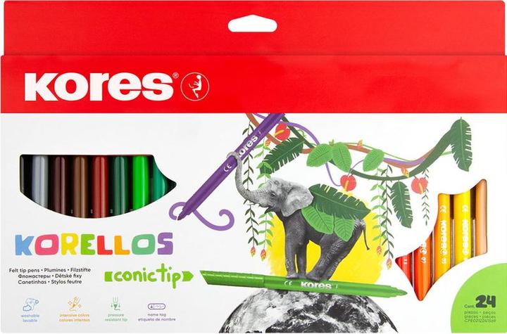 Produktbild Kores Fasermaler "Korello", breit, 24er Karton-Etui variable Spitze, Strichstärke: 1-4 mm, brillante Farbe (24x)