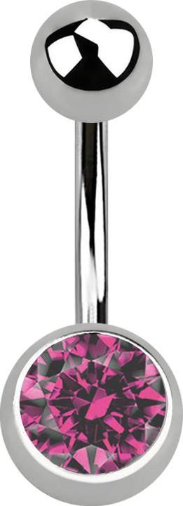 Immagine prodotto Star Piercing Banana argento con sfera e cristallo rosa (senza ottone, Titanio)