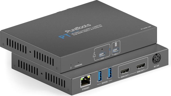 Produktbild Purelink PureTools - ProAV USB-C Alt-mode Docking Station - 4K (60Hz 4:4:4) USB-C + 100W PD Dual 4K HDMI Aus (USB-C, 1 Ports)