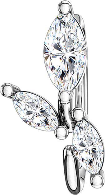 Immagine prodotto Star Piercing Anello micro piercing argento con tre cristalli ovali (Ottone)