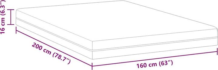 Produktbild vidaXL Memory Foam Matratze (Schaumstoffkern, 160 x 200 cm)