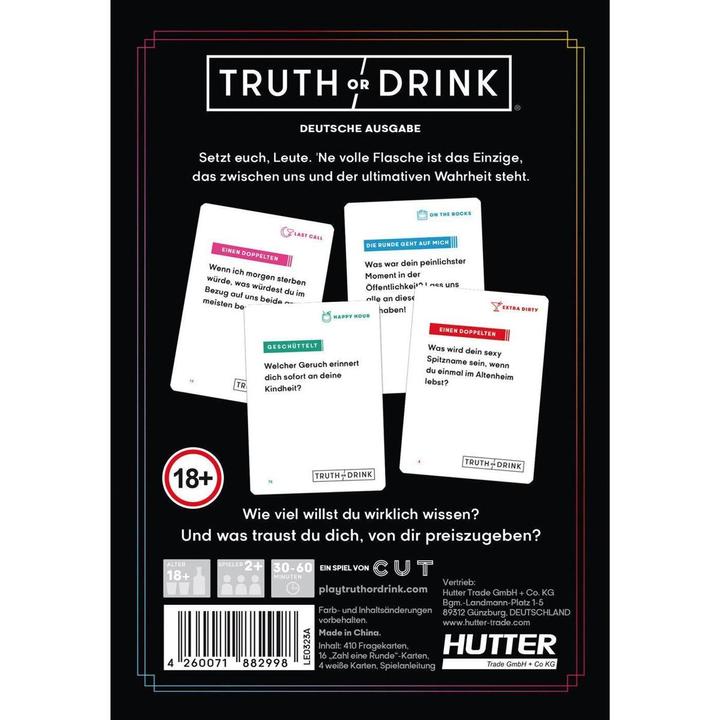 Nährwerte und Zutaten Truth or Drink (Deutsch, Englisch, 2 - 10 Spieler)