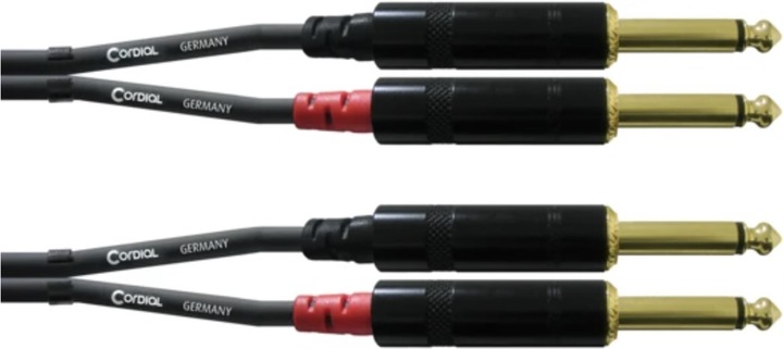Cordial CFU 0.3 PP - twin cable / 6.3mm jack plug connection cable unbalanced (0.30 m, 6.3mm jack)