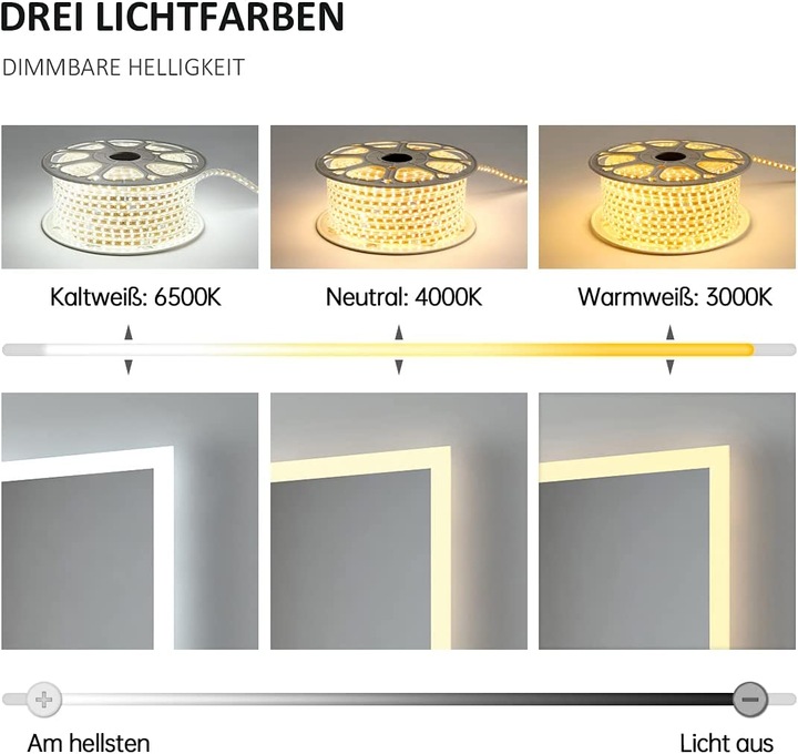 Immagine prodotto Emke Miroir De Salle De Bain Avec Éclairage 80*60cm, Anti-Buée, 3 Temperature di Colore e Dimmerabile