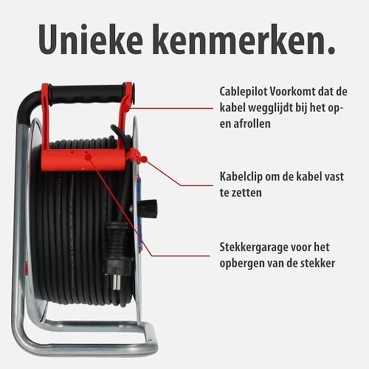Image du produit Brennenstuhl Enrouleur de câble extérieur avec protection contre la surchauffe et prises étanches (50 m)