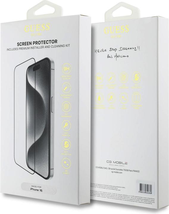 Productafbeelding Guess SzkÅo hartowane Screen Protector 2.5D Outline na iPhone 16 (1 Stuk, Apple iPhone 16)