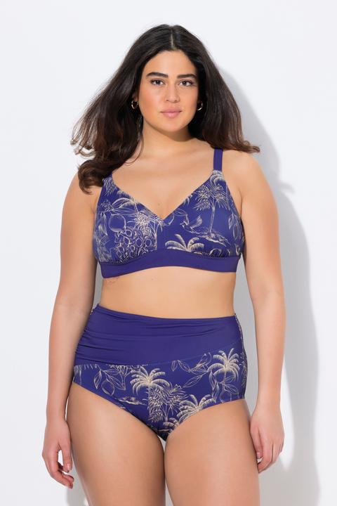 Image du produit Ulla Popken Bikini, motif palmiers, sans bonnets souples, bretelles réglables, matière recyclée (42)