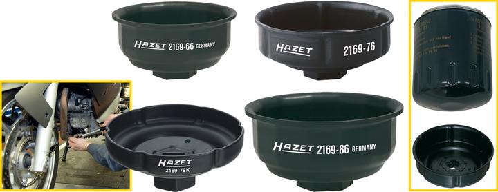 Image du produit HAZET Clé pour filtres à huile 2169-86 ∙ Carré creux 12,5 mm (1/2 pouce) ∙ Profil à rainures ∙ 97 m…