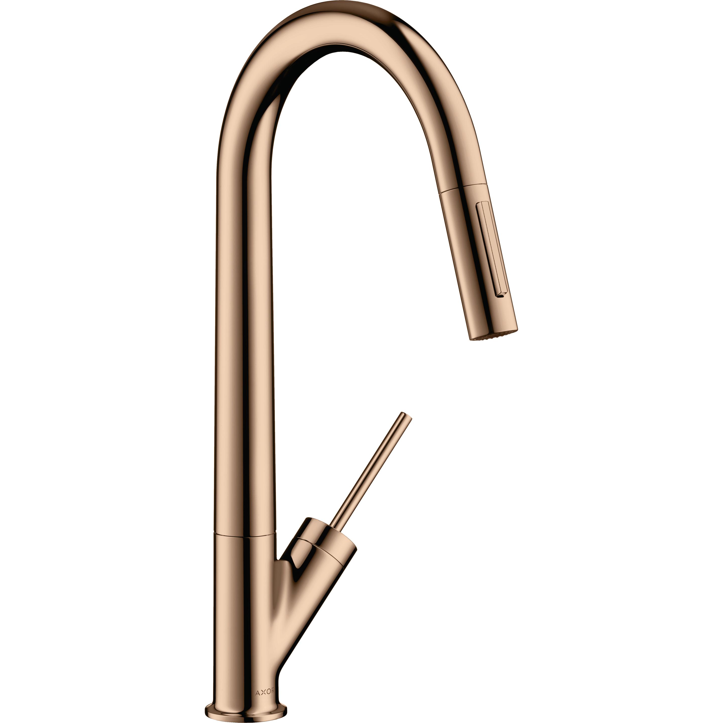hansgrohe, Küchenarmatur, AXOR Starck Einhebel-Küchenmischer, ComfortZone270, Ausziehbrause, EcoSmart, Ausladung 23