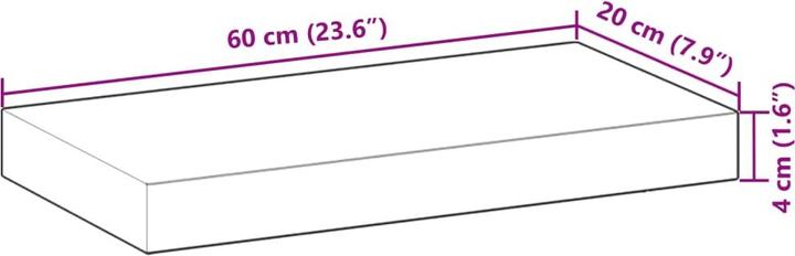 Productafbeelding VidaXL Acacia zwevende plank Onbehandeld (120 x 20 x 4 cm)