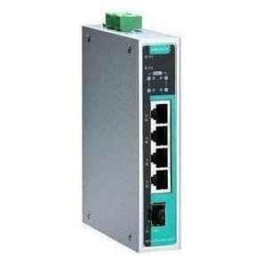 Moxa EDS-G205A-4POE-1GSFP-T - Unverwalteter Gigabit PoE-Switch mit 4 PoE 101001000BaseT(X)-Ports (5 Ports), Netzwerk Switch, Grau