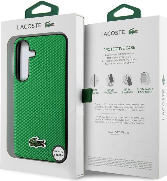 Actual product image Lacoste Case Iconic Petit Pique Woven Logo MagSafe to Samsung Galaxy S25 green (Samsung Galaxy S25)
