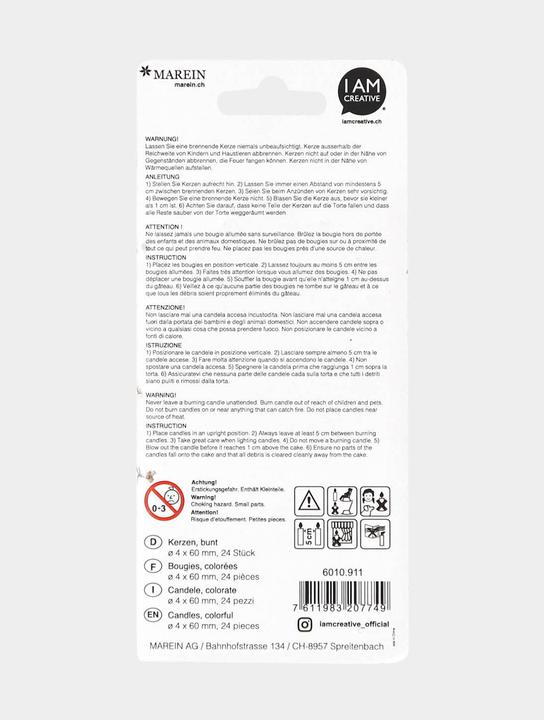 Nutritional values and ingredients I Am Creative Cake candles (24 pcs.)