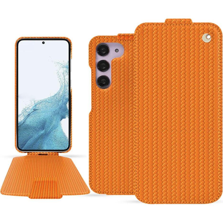 Noreve Lederschutzhülle vertikal (Samsung Galaxy S23), Smartphone Hülle, Orange