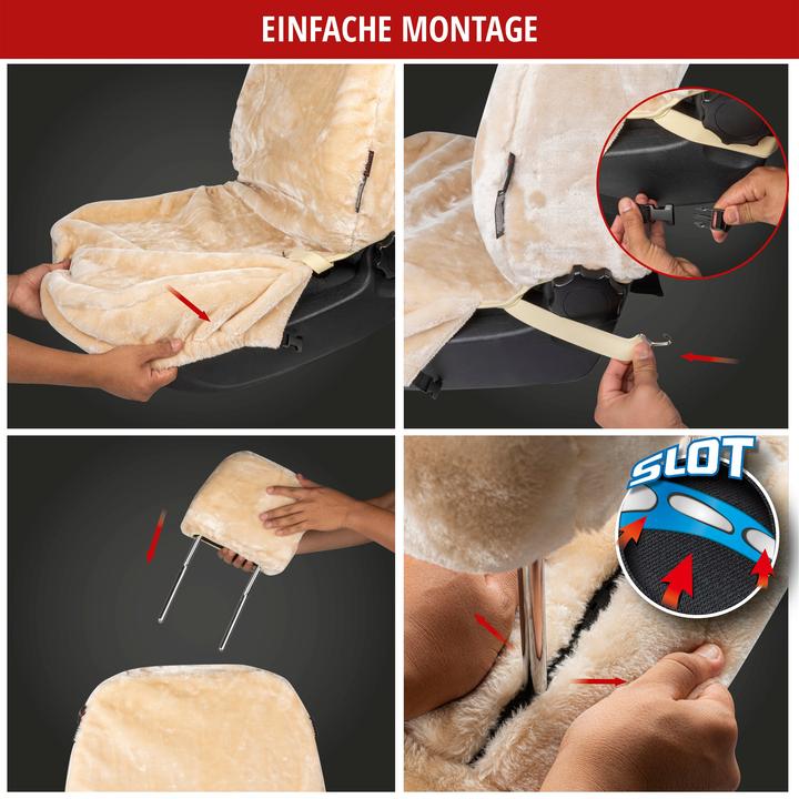 Image du produit Walser Housse de siège de voiture "Teddy" - fausse fourrure - beige