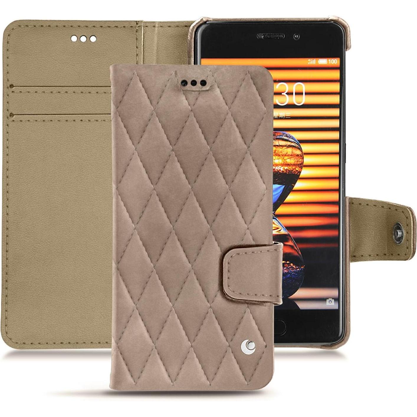 Noreve Lederschutzhülle Wallet (Meizu Pro 7), Smartphone Hülle, Beige