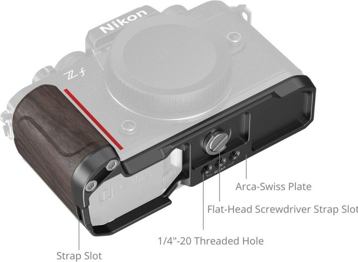 Produktbild SmallRig L-Shape Mount Plate with Wooden Handle for Nikon Z f (Diverses Video Zubehör, Griff)