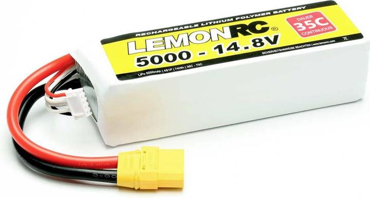 Actual product image LemonRC LiPo accupack 14.8 V 5000 mAh Aantal cellen: 4 35 C Softcase XT90 (14.80 V, 5000 mAh)