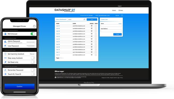 Image du produit iStorage datAshur BT - Clé USB à mémoire flash (biométrique) (128 Go, USB-A)