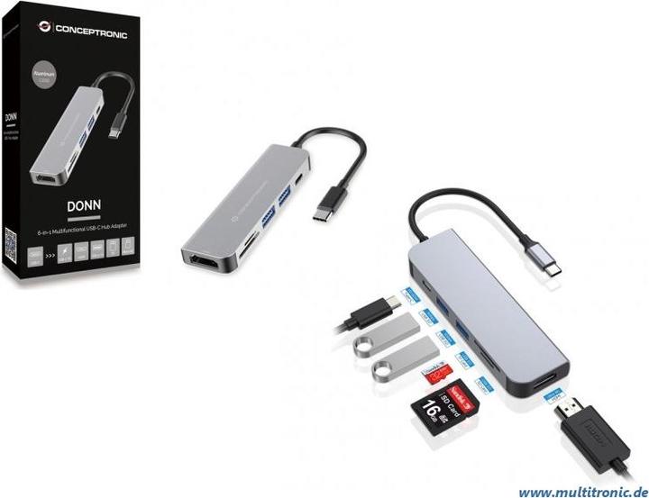 Produktbild Conceptronic DONN02G (USB-C, 6 Ports)