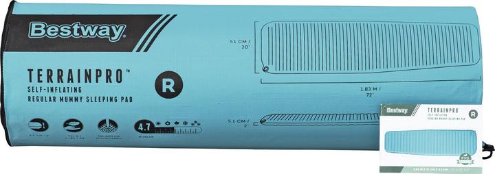 Actual product image Bestway TerrainPro™ self-inflating single sleeping pad for mummy sleeping bags 183 x 51 x 5.1 cm (183 cm)